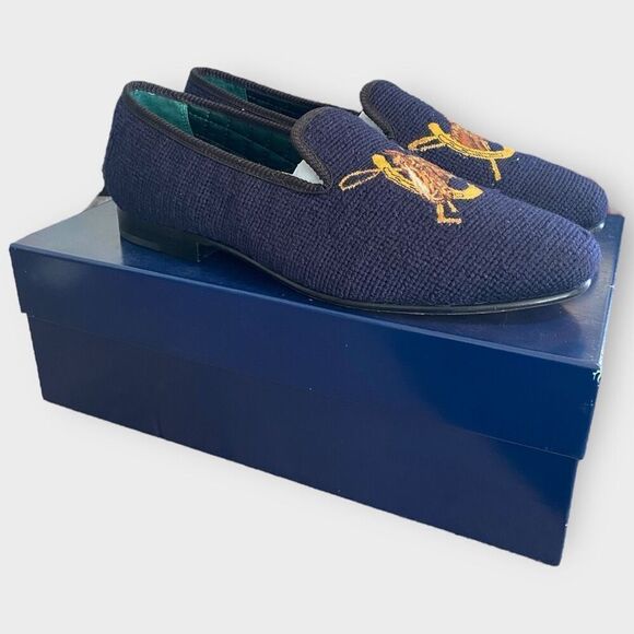 Polo Ralph Lauren Paxton Equestrian Needlepoint Slipper Loafer Mens size 12 New - Picture 8 of 12